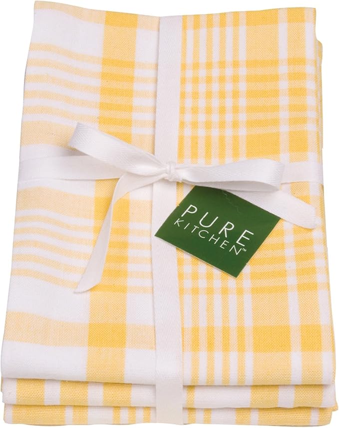 Now Designs Jumbo Pure Kitchen Towel Set of 3, Lemon Yellow