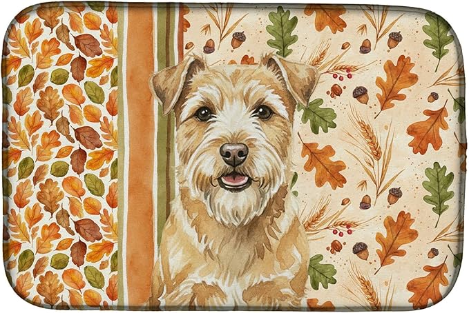 Caroline's Treasures Wheaten Norfolk Terrier Heirloom Fall Dish Drying Mat Absorbent Dish Drying Mat Pad for Kitchen Counter Dish Drainer Mat for Countertop, 14 x 21", Multicolor