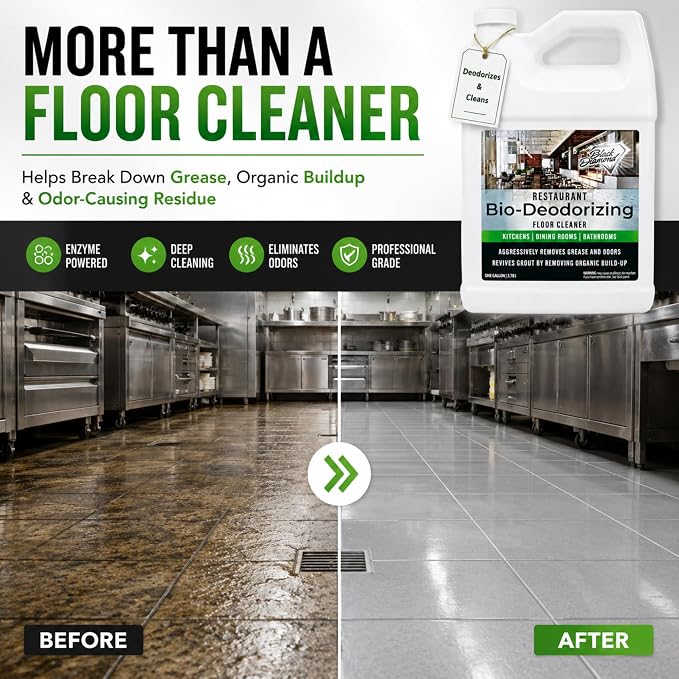 Black Diamond Stoneworks Restaurant Bio-Deodorizing Floor Cleaner – Concentrated Enzyme Cleaner & Degreaser for Tile, Concrete, Laminate, Hardwood & Natural Stone Floors (4 Gallons)