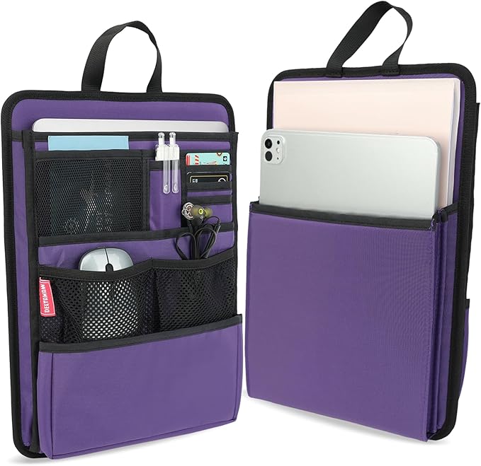 Slim Rugged Backpack Organizer Insert for Business Casual Men Women -13 Pockets,Padded Nylon,Max 14'' laptop - Purple