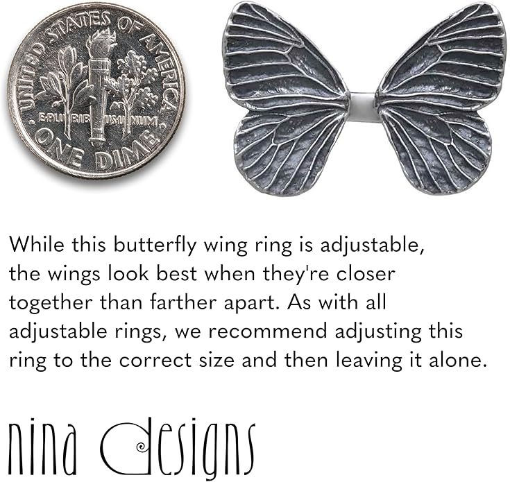 NINA DESIGNS Sterling Silver Rings - Adjustable Ring, Silver Jewelry for Women, 925 Sterling Silver, Gift for Women Women’s Rings
