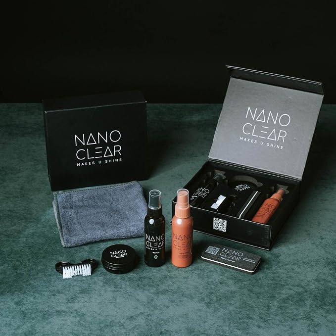 Nano Clear Full Set Premium Watch Renewal Bundle – Complete Watch Cleaning & Scratch Removal Kit – Micro Polish, Cleaning Spray, Leather Cleaner & Matte Sponge