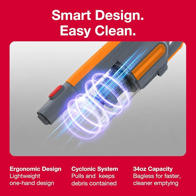 Koblenz Atlas Stick Vacuum Cleaner, 3-in-1 Cyclonic, Bagless HEPA Filtration, 600W Motor, 34 oz Dust Cup, Corded Vacuum, Lightweight 4.6 lbs, Pet Hair, Wall Mount, All Surfaces, SVK-160