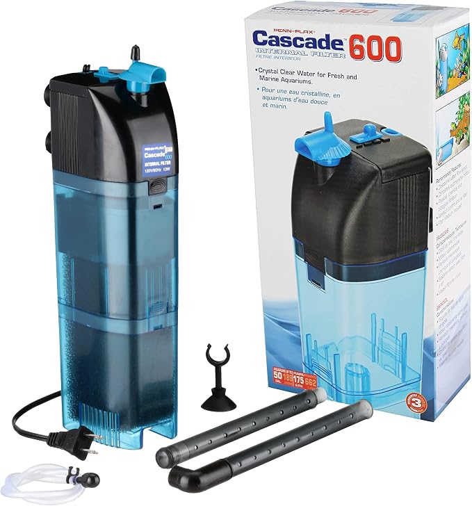 Penn-Plax Cascade 600 Fully Submersible Internal Filter & API Turtle Sludge Destroyer Aquarium Cleaner and Sludge Remover Treatment 8-Ounce Bottle