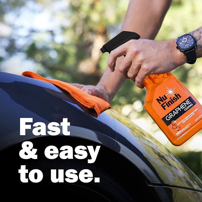 Nu Finish Water-Repellent Ceramic and Graphene Technology Vehicle Finishing Kit, Car Shine - Includes Graphene Coating Spray and Microfiber Towel