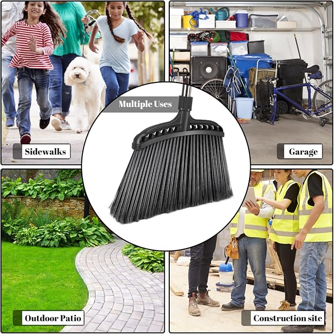Masthome Pedal Spin Mop and Bucket with Wringer Set, 3 Mop Pads & Outdoor Broom,56" Brooms for Sweeping Outdoor for Kitchen Home Office Garage Courtyard Lobby Lawn Concrete