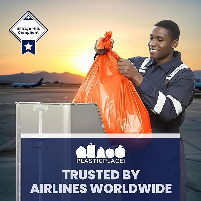 Plasticplace 42 Gallon Trash Bags |3.0 Mil | Orange Heavy Duty Contractor Trash Bags | 33" x 48", 50 Count (Pack of 1)