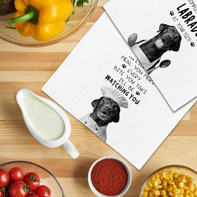 Funny Labrador Dog Kitchen Towels 16x24 Inch Set of 2 | Labrador Lovers Gifts for Women Men Dish Tea Towels for Kitchen, Dog Lover Mom Dad Owner Gifts Decorative Hand Towel