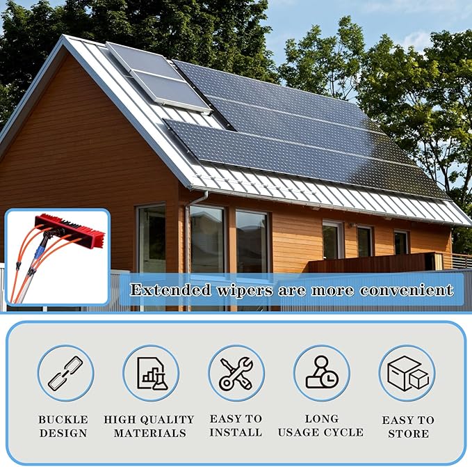 Water Fed Pole Kit Adjustable Solar Panel Cleaning Kit Cleaner Tool for Window Glass Roof Outdoor Glass Brush Window Washing Equipment (24FT)
