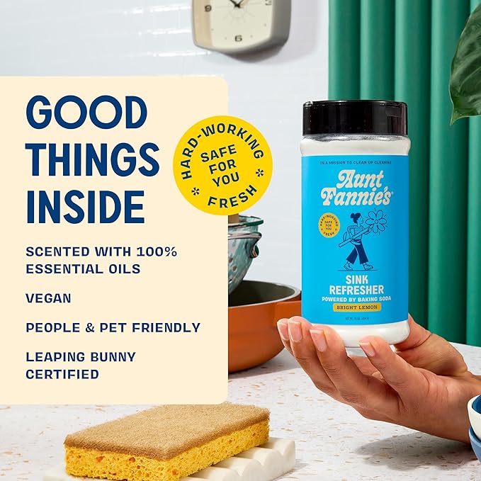 Aunt Fannie's Sink Refresher, Bright Lemon Powder Scrub and Odor Minimizer for Sinks, Drains and Garbage Disposals, 16 Ounces (Pack of 6)