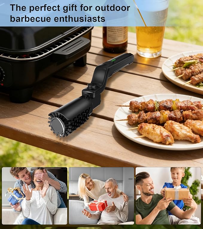 Electric Grill Cleaning Brush,Rechargeable 3-Speed Powerful Grill Brush,Waterproof Design, 180° Adjustable Stainless Steel Replaceable Brush Head,Specially Designed for Outdoor Camping and Barbecuing