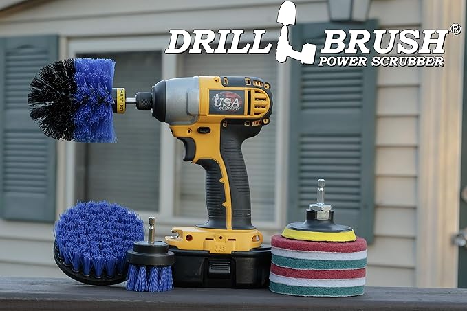 Cleaning Supplies - Drillbrush - Brush Drill Attachment Kit - Drill Brush Pads - Hot Tub Cleaner Brush - Pool Cleaner Brush - Scrub Brush - Power Cleaning Brush - Rotary Drill Brush Cordless Scrubber
