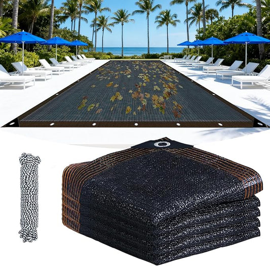 2026 Upgraded 20 X 40FT Pool Leaf Cover Rectangular Pool Leaf Net Cover Black Fine Mesh Pool Cover with Reinforced Grommets Pool Net Cover for Spring Autumn Capturing Leaves Summer Outdoor Shade