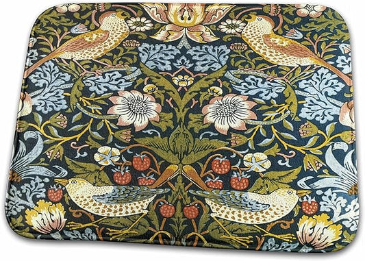3dRose - William Morris Strawberry Thief Pattern - Dish Drying Mat - (ddm-219390-1)