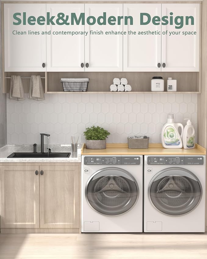Piskyet Washer Dryer Countertop,Laundry Countertop with Edge Rails,27.5" Depth x 54" Wood Countertop for Washer Dryer,Laundry Machine Topper for Laundry Room Organization (Original Wooden Color)
