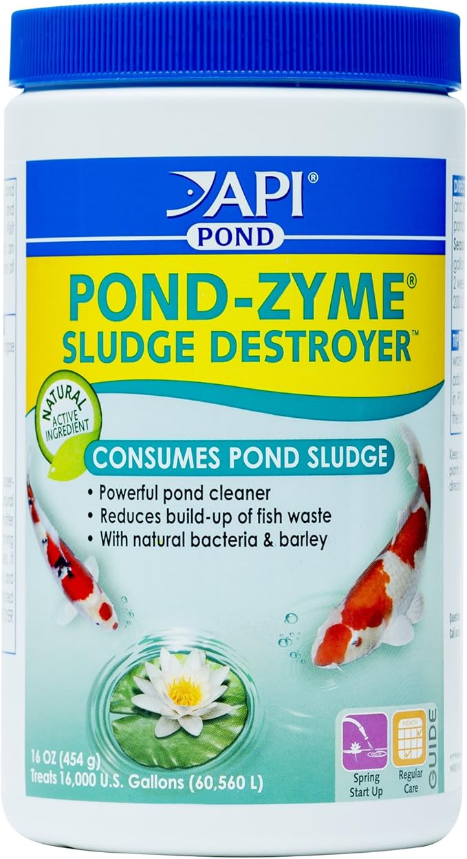 API Pond-Zyme Sludge Destroyer Pond Cleaner with Natural Pond Bacteria & Barley, 1 lb Container