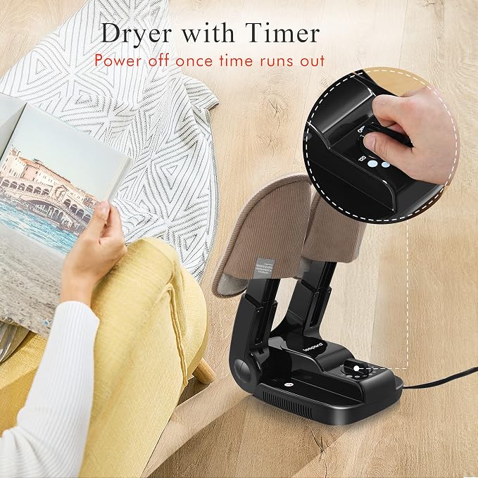 Boot Dryer Shoe Dryer with Timer, leapara Heat Blower Warmer for Work Boots, Gloves, Sweaty Feet, Sneaker, Portable Dryer with Foldable Rack (110V)