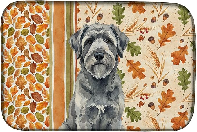 Caroline's Treasures Gray Bouvier des Flandres Heirloom Fall Dish Drying Mat Absorbent Dish Drying Mat Pad for Kitchen Counter Dish Drainer Mat for Countertop, 14 x 21", Multicolor