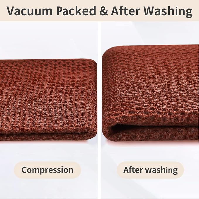 Homaxy 100% Cotton Kitchen Towels and Dishcloths Set, 12 x 12 Inches and 13 x 28 Inches, Set of 12 Bulk Kitchen Towels Set, Ultra Soft Absorbent Dish Cloths for Washing Dishes, Rust