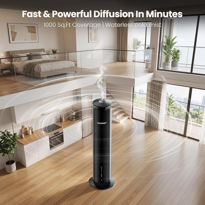 Waterless Essential Oil Diffuser for Large Room up to 1000 Sq Ft - Smart Hotel Scent Diffuser for Home with App, Remote & Timer, Whisper-Quiet Aluminum, Includes 2 x 120ml Oils