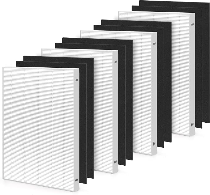 Aera Max 200 HEPA Filter Replacement Compatible with Fellowes AeraMax Air Pur-ifiers Model 190 200 DX55 True HEPA Air Filter Part# 9287101 9324101, 4x H13 True HEPA and 8x Carbon Pre-Filter