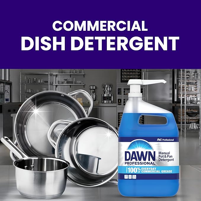 Dawn PRO Manual Pot and Pan Detergent, Dish Soap Liquid for Dishwashing by Hand, Bulk Concentrate for Commercial Use, 1 gal (Case of 4)