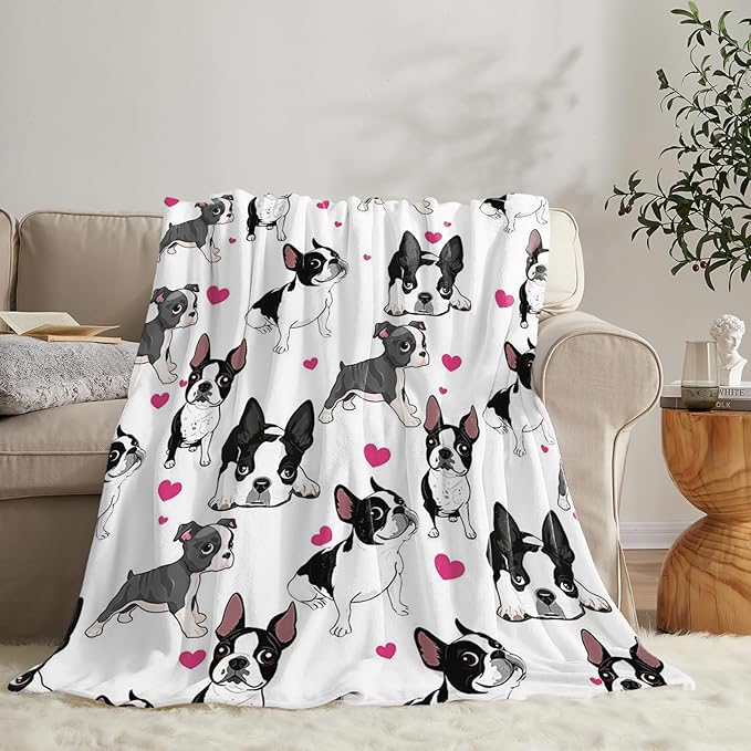 Tijuboni French Bulldog Throw Blanket Dog Gifts for Girls Boys Women Men Kids Adults Soft Flannel Fleece Blanket for Couch Sofa Bed Home Decor 60"x80"