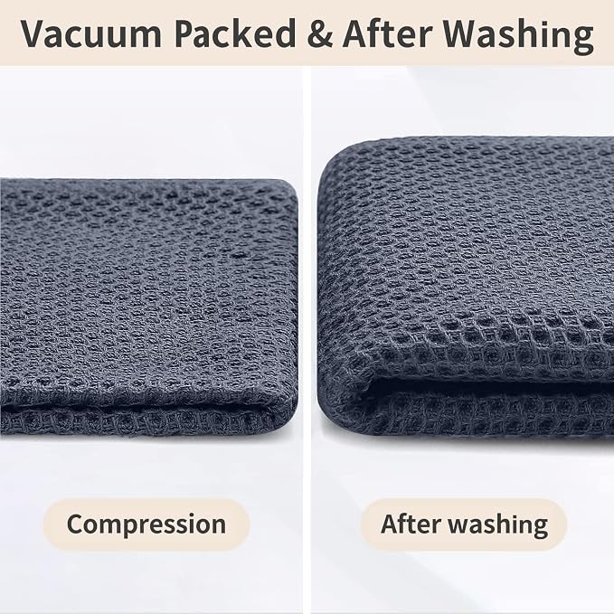 Homaxy 100% Cotton Kitchen Towels and Dishcloths Set, 12 x 12 Inches and 13 x 28 Inches, Set of 8 Bulk Kitchen Towels Set, Ultra Soft Absorbent Dish Cloths for Washing Dishes, Grey/Beige/Blue/Black