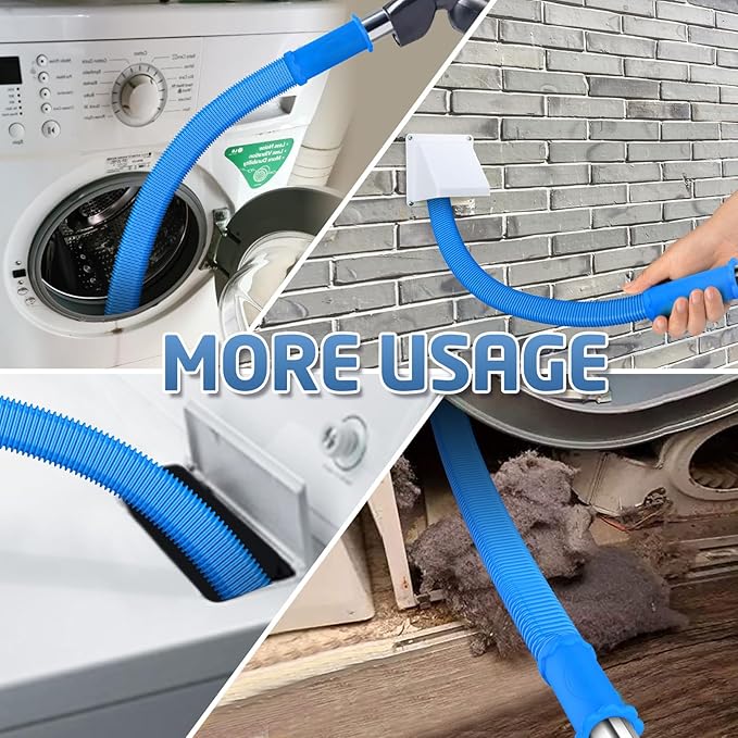 PetOde Dryer Vent Cleaner Kit Compatible with Most Vacuum Cleaner, Dryer Lint Brush and Vacuum Hose Attachment with Universal Connector, Quickly Lint Remover