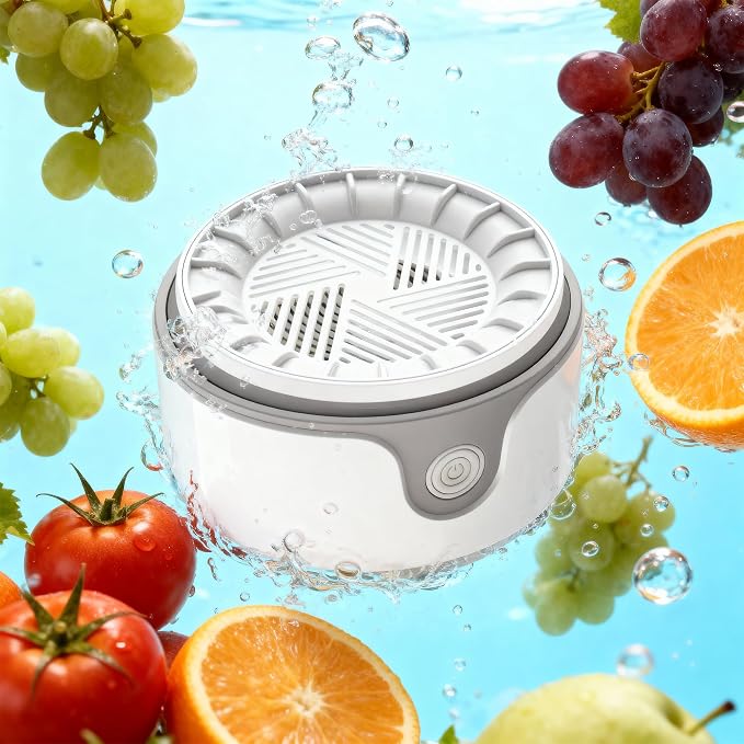 Fruit and Vegetable Washing Machine,Waterproof Fruit and Vegetable Cleaner, Latest Titanium Electrolysis Purification Wireless Charging Suitable for Washing Fresh Produce（White）