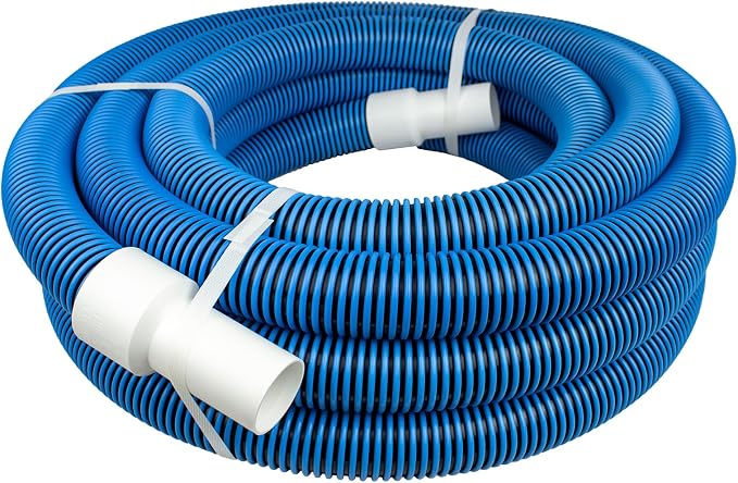 Heavy-Duty Manual Pool Vacuum Hose, 50 Ft x 1-1/2”, Kink-Free Swivel Cuff, Professional Grade Spiral-Wound Design, UV & Chemical Resistant for Inground & Above Ground Pools, Made in USA
