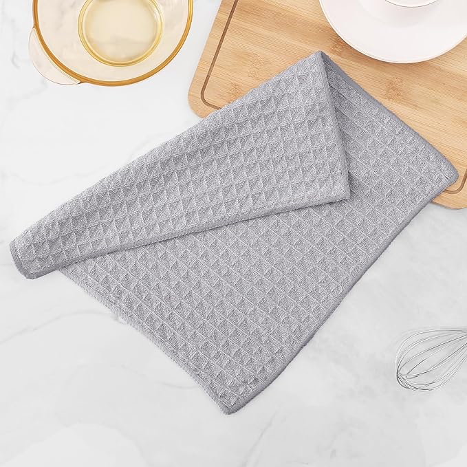 Homaxy Microfiber Waffle Weave Kitchen Dish Cloths, 12 x 12 Inch Ultra Absorbent and Solid Color Dish Towels for Kitchen Fast Drying Dishcloth for Washing Dishes, 8 Pack, Grey