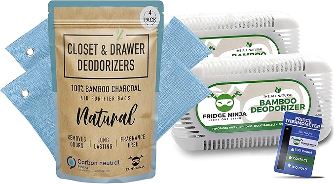 Ellis Harper Closet and Fridge Deodorizer - Naturally Absorb and Eliminate Bad Smells - Unscented, Chemical Free, White, Bamboo Scented, Stick Form, Area Deodorizer