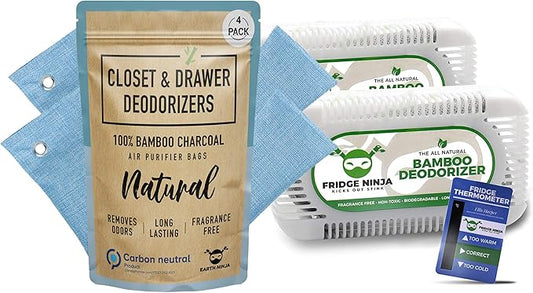 Ellis Harper Closet and Fridge Deodorizer - Naturally Absorb and Eliminate Bad Smells - Unscented, Chemical Free, White, Bamboo Scented, Stick Form, Area Deodorizer