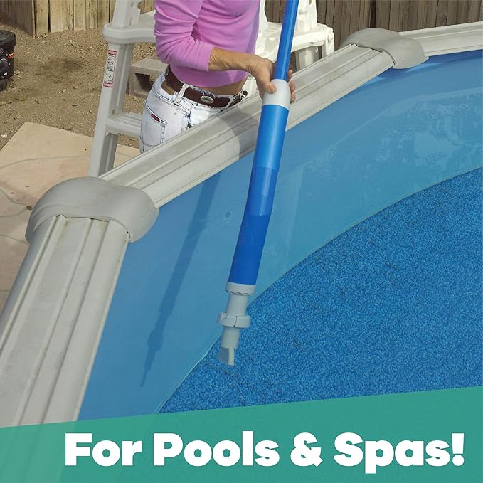 GAME Manual Handheld Pool Vacuum - New and Improved Pump Action Pool Cleaner for Above Ground & In-Ground Pools, Includes Nozzle & Brush Attachments