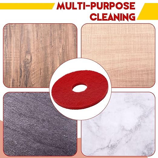 Teenyyou 2 Pcs 12" Red Scrubbing Pads Commercial Cleaning Orbiter Pads-Maintenance Non Woven for Floor Buffer Machine