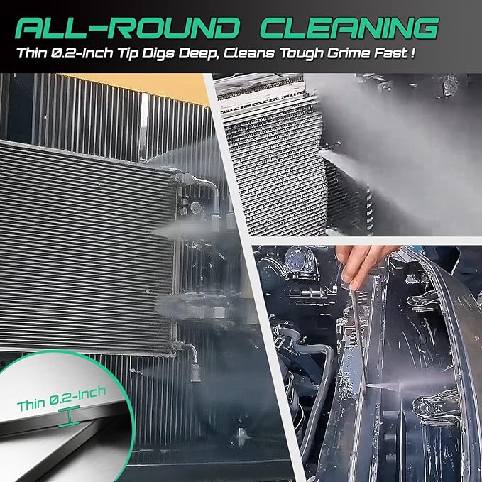 39 Inch Radiator Cleaning Wand, 4500 PSI Stainless Steel Radiator Cleaner Wand with Quick Connector, Dual Water & Air Blow Gun Adapter for Trucks, RVs, Heavy Equipment Pressure Washer