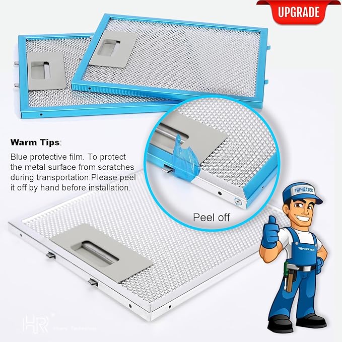 Upgraded W10169961A Range Hood Filter Replacement, Fits Whirlpool, Ikea, Kitchen Aid, Jenn Air, Aluminum Mesh Hood Grease Filter 10.5x12Inch, HR Huare Technology Aluminum Range Hood Vent Filters,3PCS