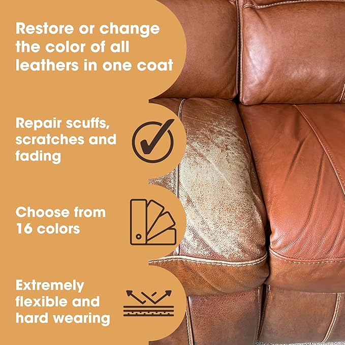 Furniture Clinic Leather Repair Paint | 2-in-1 Seal and Color | Use on Scratches, Tears, and Holes in Car Seats, Furniture | Quick and Easy Leather Repair Kit for Furniture (Navy Blue, 500ml / 17oz)