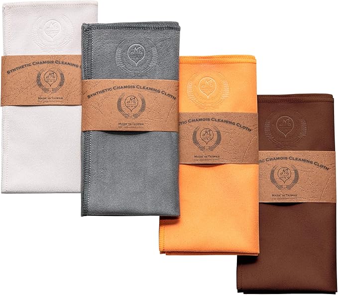 MI&VI Synthetic Chamois Microfiber Instrument Cleaning & Polishing Cloth for Violin, Viola, Cello, Bass, Guitar 12x12in (4 Pack)