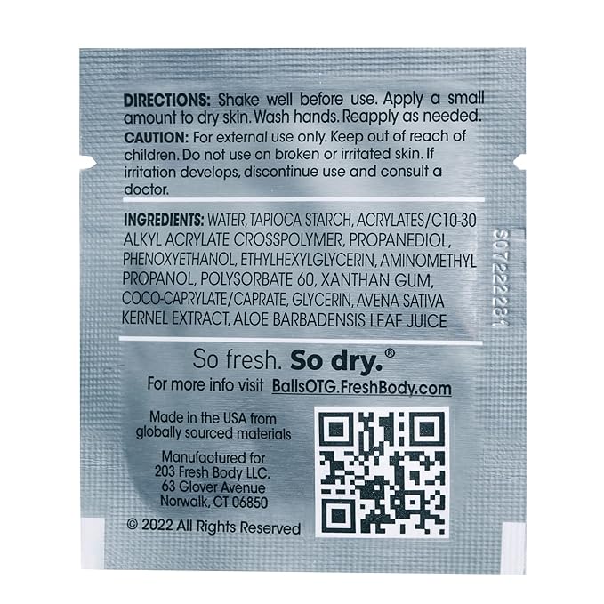 Fresh Balls On-The-Go Anti Chafing Lotion, 0.07oz Travel Size (15 Pack) Ball Deodorant for Men and Soothing Chafing Cream to Powder Hygiene for Groin Area by Fresh Body