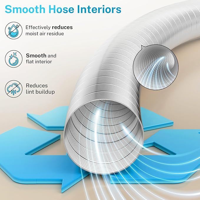 HOOMESUN 4 Inch 8FT Semi Rigid Dryer Vent, Flexible Aluminum Dryer Vent Hose with Clamps, 3.9 Mil Aluminum Foil Tape for HVAC Ventilation, Duct Fan Systems