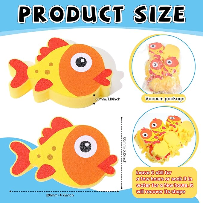 Irenare 30 Pieces Oil Absorbing Sponge Swimming Pool and Spa Scum Absorbing Hot Tub Accessories Hot Tub Cleaning Kit to Collect Scum, Grime and Oil from Hot Tub, Swimming Pool and Spa (Fish)