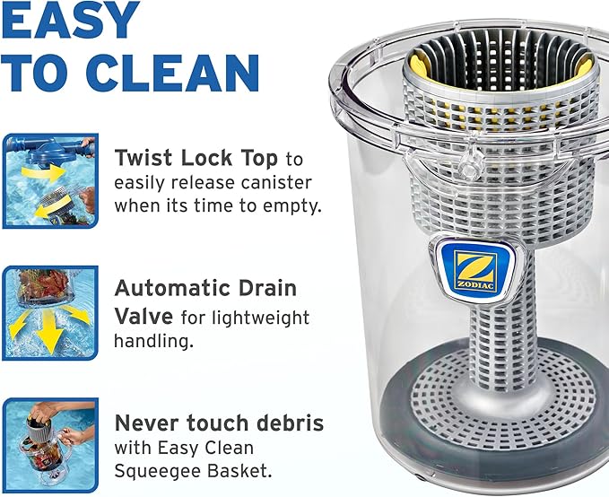 Zodiac Genuine Parts Cyclonic Leaf Catcher, Connects to Suction-Side Pool Cleaners to Capture Leaves & Other Debris, Universal Hose Connection Included