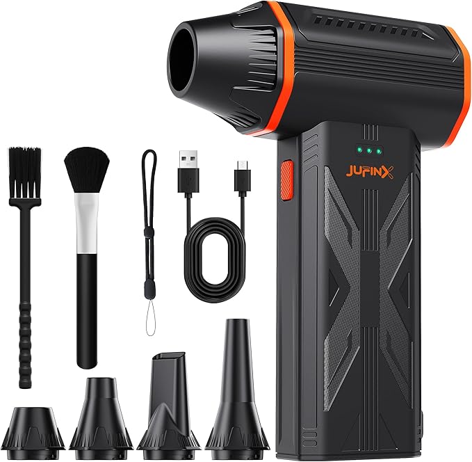 F32 Compressed Air Duster-150000RPM Super Power Electric Air Duster, 3-Speed Adjustable Rechargeable Mini Blower,for PC Keyboard Cleaning, Leaves,Computer, Vacuum Storage Bag.