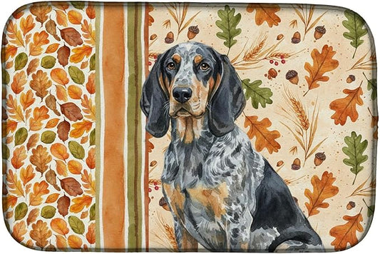 Caroline's Treasures Bluetick Coonhound Heirloom Fall Dish Drying Mat Absorbent Dish Drying Mat Pad for Kitchen Counter Dish Drainer Mat for Countertop, 14 x 21", Multicolor