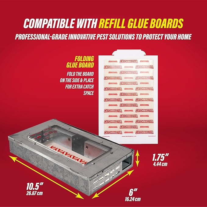 Catchmaster Multi-Catch Mouse Trap 6-Pack, Humane Mouse Traps Indoor for Home, Includes Replaceable Glue Board, Live Catch Pest Control for Garage & Shed