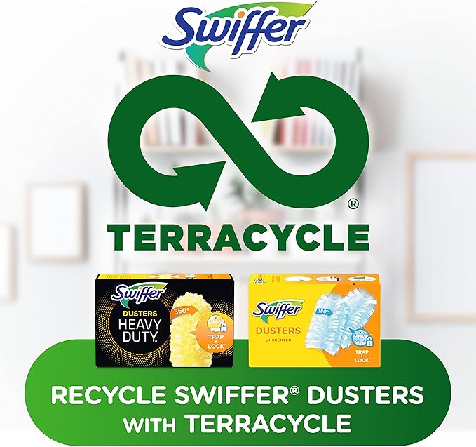 Swiffer Duster Extended Handle Starter Kit and Heavy Duty Refill Cleaning Bundle