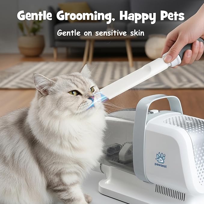 Dog Grooming Vacuum - Pet Hair Trimmer, Dog Hair Clippers with 7 Attachments - All-in-One Pet Grooming Kit with 3-Level Suction and Speed Settings with Temperature Control Protection
