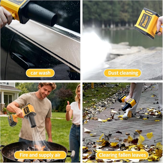 Leaf Blower Cordless with 2×4.0 Ah Battery and Charger[Battery with Outdoor LED Light+Stepless Speed Control] 21V 180MPH Handheld Electric Leaf Blower for Patio & Garden Dust Leaves CleaningCar Wash